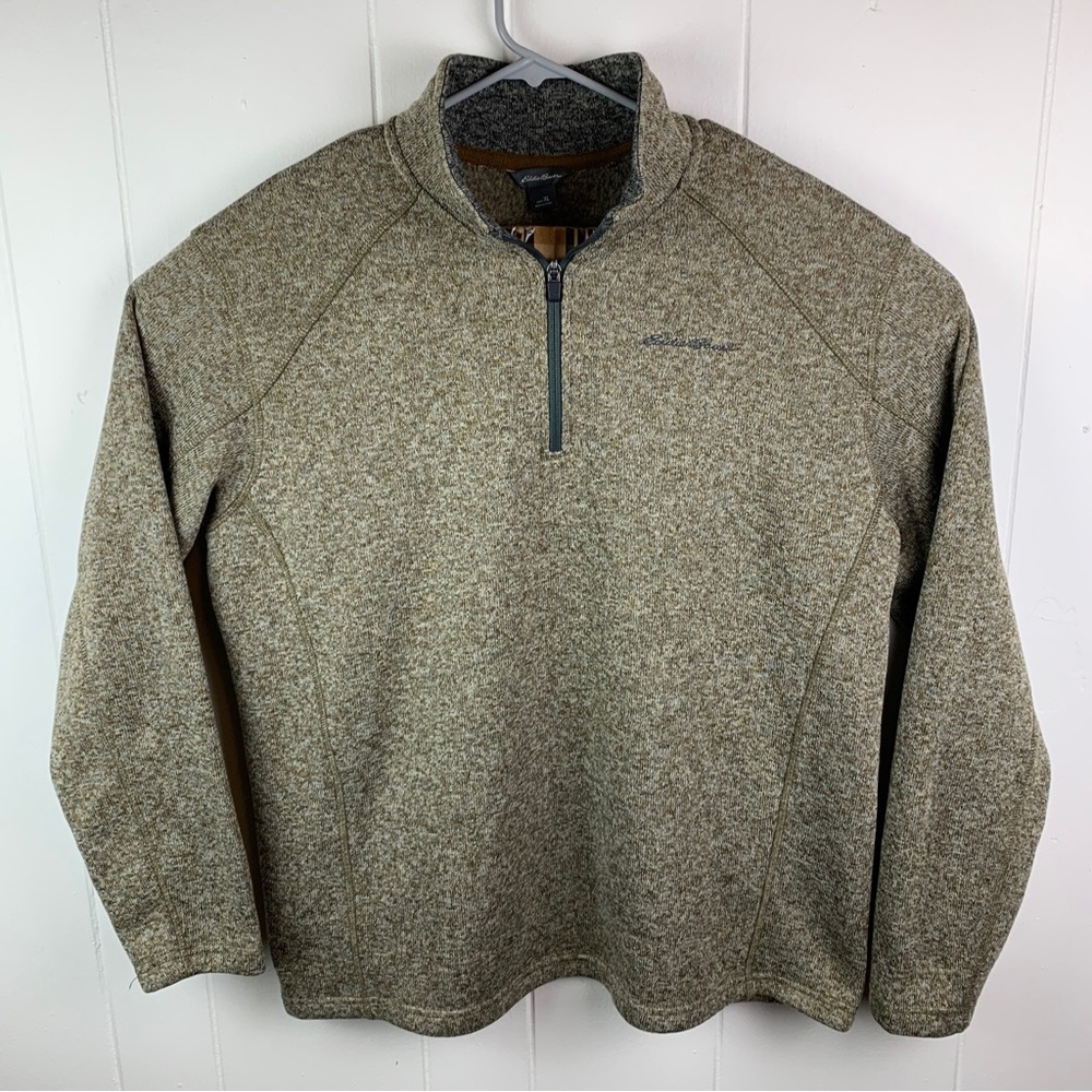 Eddie Bauer Quarter Zip Sweater Pullover Brown Men’s Extra Large